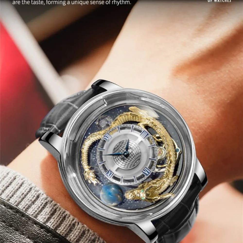 PINDU New Celestial Tourbillon Man Watch: Blue Rose Gold Jacob Co Leather Watch